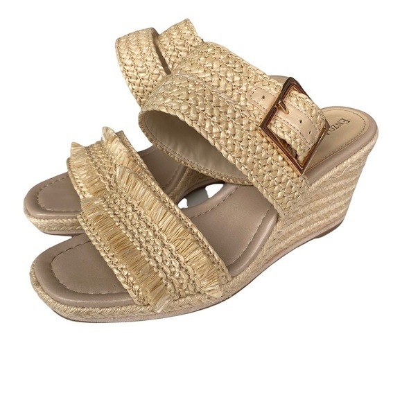 Enzo Angiolini Size 7 En Patsie Sandals Ankle Strap Fringe Jute Natural Neutral - Picture 2 of 12